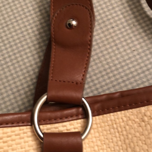 VINTAGE BAG STAW LOOK BROWN FAUX LEATHER TRIM TSC SNAP CLOSURE - #OS012 - Picture 9 of 14